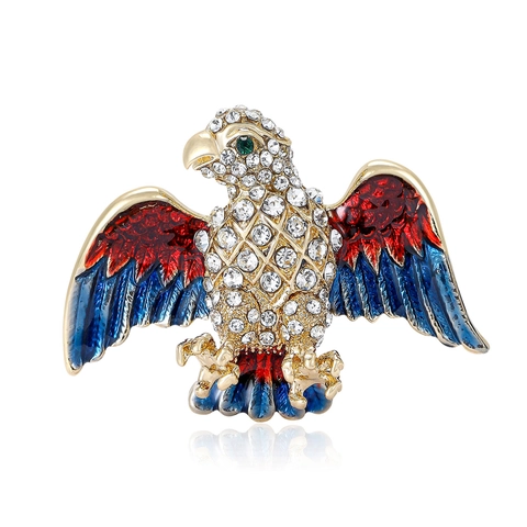 Eagle Brooch Alloy Rhinestone Enamel Vintage Animal Pin Jewelry For Men Women Clothing Decoration Accessories Gift