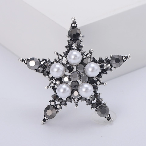 Mode Legierung Strass Stern Brosche Elegante Künstliche Perle Pentagramm Anstecknadel Schmuck Für Damen Kleidung Accessoires Geschenk