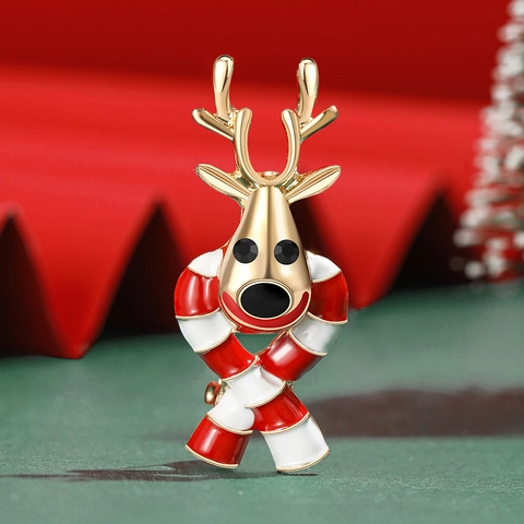 Kerst Rendier Broche Voor Vrouwen Goud Legering Strass Emaille Rendier Speld Feestelijke Vakantie Kleding Accessoires Cadeau