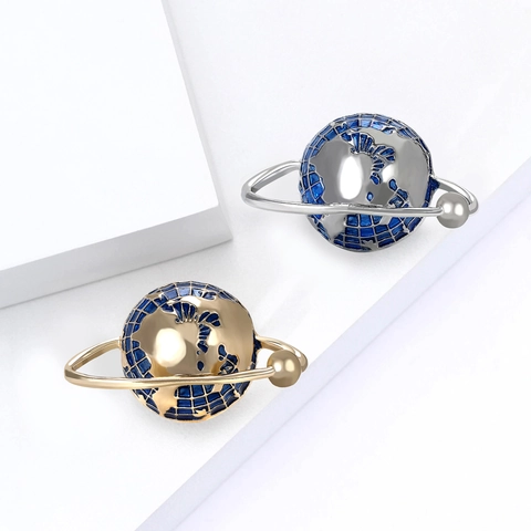 Spilla Creativa in Lega Smaltata Universo Pianeta Terra Versatile Personalizzata Orbita di Saturno Spille da Bavero Abbigliamento Corsage Gioielli Accessori per Uomo Donna