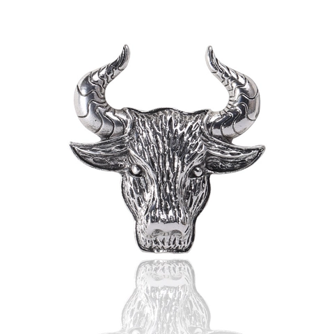 Spilla a Testa di Toro in Lega Vintage per Donna Stile Industriale Retrò Forma Animale con Strass Intarsiati Accessori per Abbigliamento Gioielli