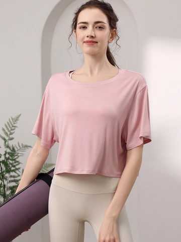 Women Loose Modal Yoga Top Breathable Short Sleeve Fitness T-Shirt Workout Gym Running Crop Top Soft Athletic Vest