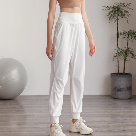 Pantaloni da Yoga a Vita Alta da Donna Jogger Traspiranti Larghi in Nylon Spandex Controllo Pancia Pantaloni Sportivi Fitness