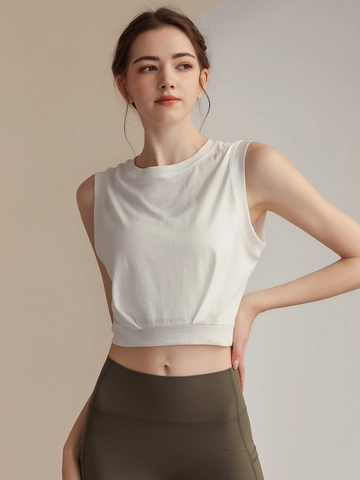 Women's Loose Sleeveless Sports Vest Cotton Blend Breathable Workout Yoga Top For Running Pilates Gym Fitness
