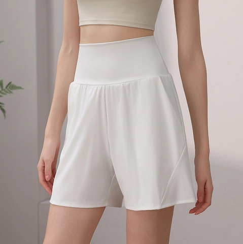 Women's High Waist Tummy Control Biker Shorts Wide Waistband Athletic Shorts With Side Pockets Quick Dry Fitness Yoga Loose Pants