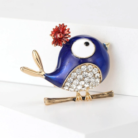 Süße Legierung Emaille Vogel Brosche Mit Funkelnden Strass Mode Tier Blume Revers Pin Für Damen Geschenk Schmuck
