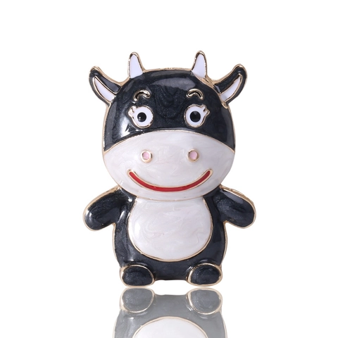 Süße Cartoon Kuh Emaille Brosche Legierung Tier Eingelegt Reversnadel Für Damen Kinder Kleidung Tasche Zubehör Modeschmuck Geschenk