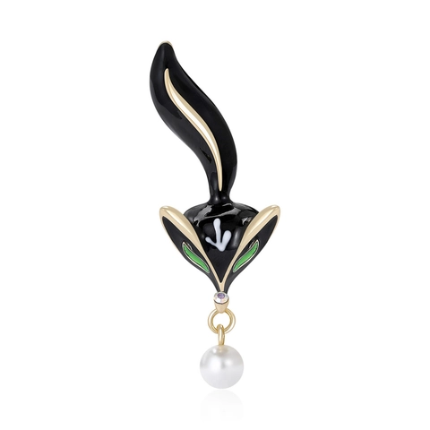 Western Stil Legierung Emaille Fuchs Brosche Für Damen Elegante Strass Künstliche Perle Anhänger领针 Tier Brosche Bekleidung Schmuck