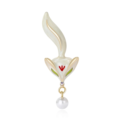 Western Stil Legierung Emaille Fuchs Brosche Für Damen Elegante Strass Künstliche Perle Anhänger领针 Tier Brosche Bekleidung Schmuck