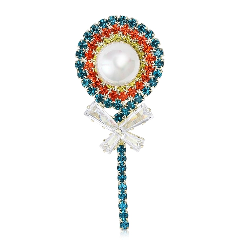 Süße Lollipop Legierung Brosche Mit Künstlicher Perle Strass Schleife Bunte Mode Broschen Nadeln Für Damen Bekleidung