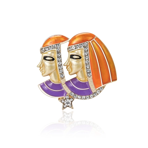 Vintage Egyptian Cleopatra Enamel Brooch For Women Alloy Rhinestone Personality Court Style Brooch Corsage Badge Pin Jewelry