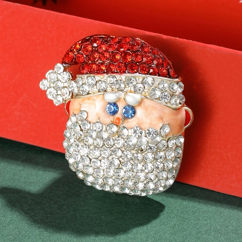 Feestelijke Kerstmis Kerstman Legering Strass Broche Emaille Druppelolie Speld Voor Vrouwen Kleding Accessoires Sieraden Cadeau