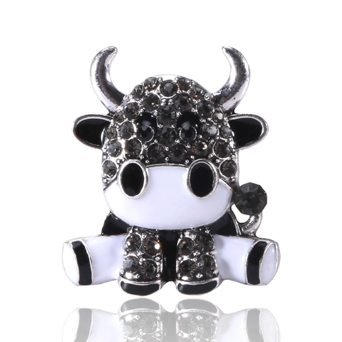 Süße Cartoon Kuh Brosche Legierung Emaille Tier Pin Strass Eingelegt Corsage Kleidung Accessoires Für Damen Mode Schmuck