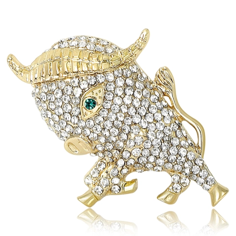 Mode Luxus Legierung Strass Stier Brosche Anstecknadel Tierform Galvanisiert Eingelegt Zubehör Für Anzug Bankett Damen Herren Schmuck