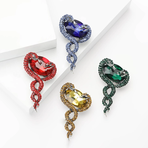 Spilla Vintage in Lega a Doppia Serpente per Donna Uomo Lussuosa Spilla Intarsiata con Animali in Strass Accessori per Gioielli di Moda Retro