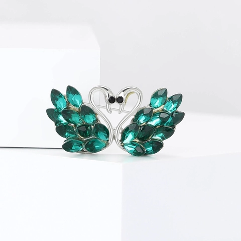 Élégante Broche Cygne en Alliage avec Strass Forme de Cœur Épinglette en Cristal Étincelant pour Femme Bijoux