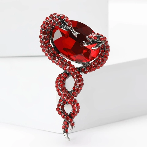 Spilla Vintage in Lega a Doppia Serpente per Donna Uomo Lussuosa Spilla Intarsiata con Animali in Strass Accessori per Gioielli di Moda Retro
