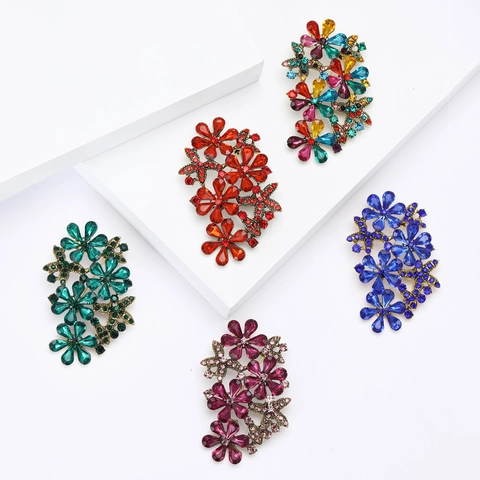 Spilla Vintage in Lega con Strass a Forma di Fiore e Stella Marina per Donna Elegante Accessori per Abiti e Cappotti Gioielli per Feste di Matrimonio