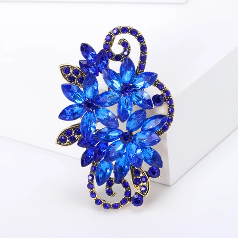 Spilla a Fiore in Lega di Strass Vintage per Donna Colorata Cristallo Floreale Spilla Pins Elegante Matrimonio Banchetto Festa Gioielli Accessori