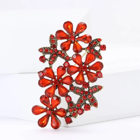 Spilla a Fiore in Lega di Strass Vintage per Donna Spilla a Forma di Stella Marina in Cristallo per Abito Cardigan Gioielli
