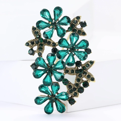 Spilla Vintage in Lega con Strass a Forma di Fiore e Stella Marina per Donna Elegante Accessori per Abiti e Cappotti Gioielli per Feste di Matrimonio