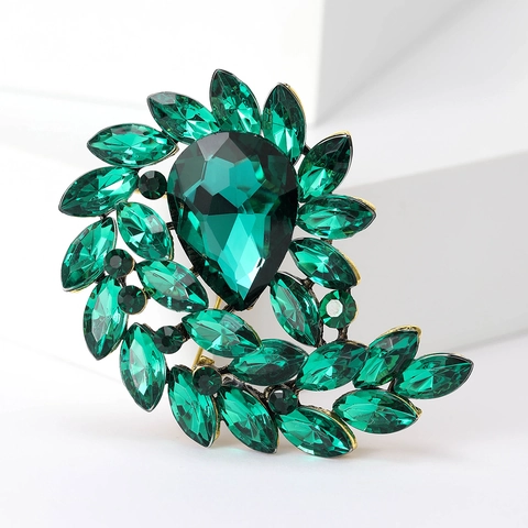 Vintage Legierung Strass Blumen Brosche Für Damen Bunte Kristall Blatt Pin Mode Hochzeit Party Schmuck Zubehör