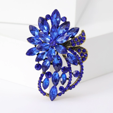 Spilla a Fiore in Lega Vintage di Fascia Alta con Strass Intarsiati Accessorio di Abbigliamento Moda per Donna Matrimonio Gioielli