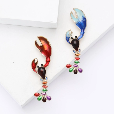 Spilla Aragosta Vintage in Lega di Smalto Moda Creativa Animali Marini Spille da Balia per Donna Uomo Accessori per Abiti Cappotti Gioielli Regalo