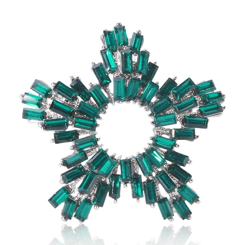 Spilla a Stella in Lega Vintage per Donna con Strass Taglio Baguette Stella a Cinque Punte Radiante Accessori Eleganti per Completo