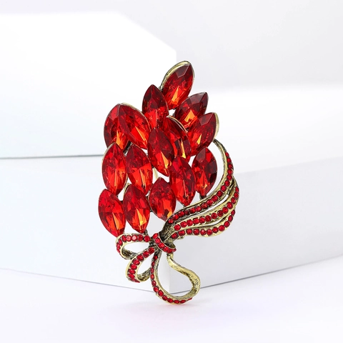 Spilla Bouquet in Lega di Strass Retrò per Donna Elegante Corsage Floreale di Moda Pin Gioielli per Abito Cappotto Regalo