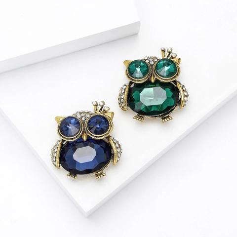 Spilla a Forma di Gufo in Lega Vintage per Donna Uomo Strass Corona Animale Corsage Personalizzata Spilla da Risvolto in Cristallo