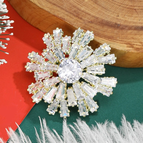 Elegante Spilla a Fiocco di Neve in Lega con Strass per Donna Natale Inverno Gioielli Moda Spilla Regalo Accessori Festa