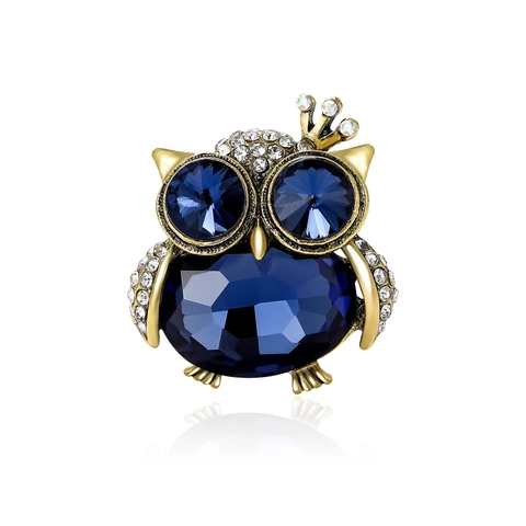 Spilla a Forma di Gufo in Lega Vintage per Donna Uomo Strass Corona Animale Corsage Personalizzata Spilla da Risvolto in Cristallo