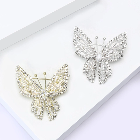 Eleganter Hohl Schmetterling Brosche Legierung Funkelnde Zirkonia Strass Nadel Für Damen Pullover Mantel Schmuck Zubehör