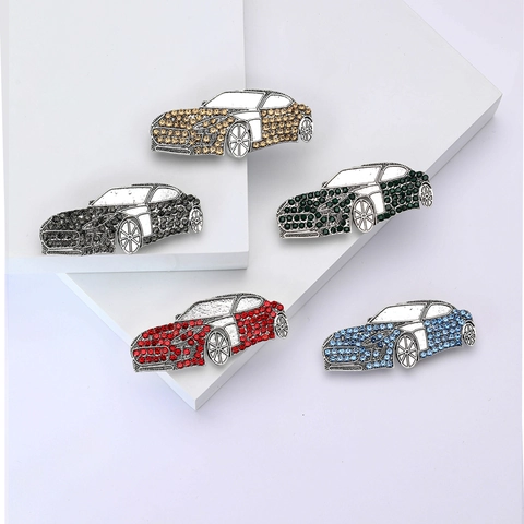 Vintage Alloy Rhinestone Car Brooch For Men Women Sports Car Shape Suit Corset Lapel Pin Fashion Jewelry Accessories