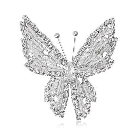 Mode Legering Vlinder Speld voor Dames Glanzende Strass Ingelegde Corsage Pak Reversspeld Elegante Accessoires voor Banket Feest