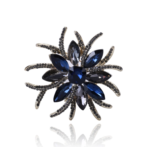 Broche de Flor Estrellado Vintage de Aleación Incrustado con Diamantes de Imitación Cristal Para Mujer Accesorios de Ropa de Moda Joyería para Banquete Fiesta