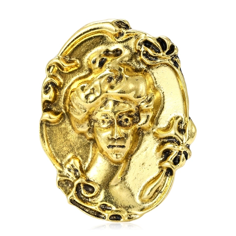 Broche de Retrato de Cameo de Aleación Vintage Para Mujer Oro Plata Relieve Estilo Victoriano Barroco Patrón Floral Accesorio