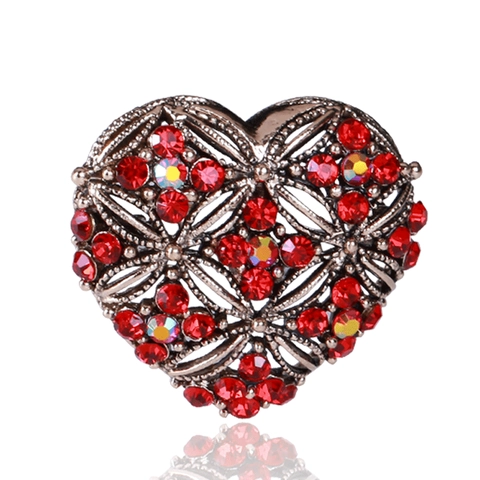 Vintage Legierung Herz Brosche Legierung Strass Eingelegt Hohl Design Elegant Anzug Pin Mode Schmuck Zubehör Für Damen Geschenk