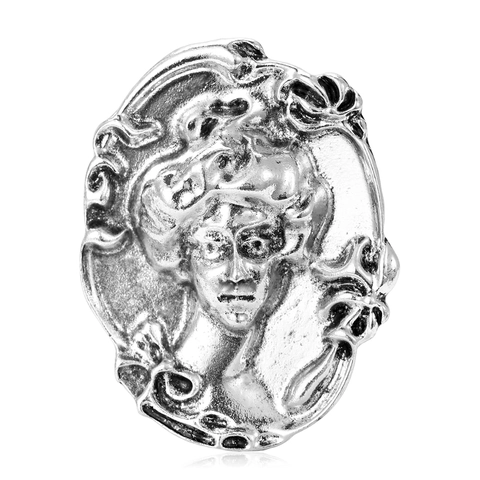 Broche de Retrato de Cameo de Aleación Vintage Para Mujer Oro Plata Relieve Estilo Victoriano Barroco Patrón Floral Accesorio