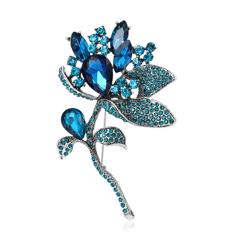 Spilla a Fiore in Vetro Cristallo Vintage per Donna Elegante Spilla Floreale in Lega con Strass per Accessori da Abito Cappotto