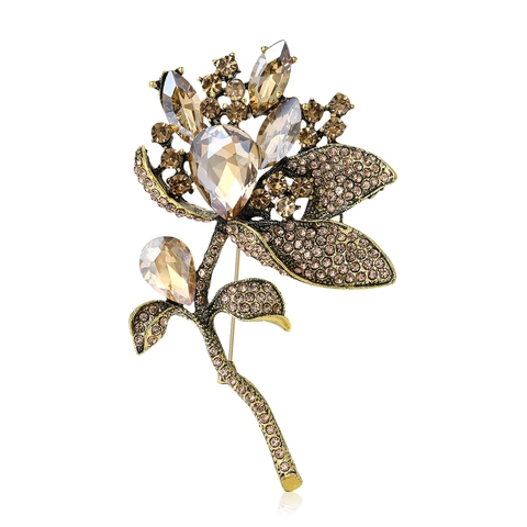 Spilla a Fiore in Vetro Cristallo Vintage per Donna Elegante Spilla Floreale in Lega con Strass per Accessori da Abito Cappotto