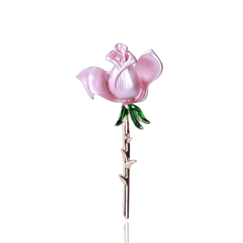 Elegante Broche de Rosa de Aleación Esmaltada para Mujer Diseño Floral Vintage Accesorios para Traje Suéter Abrigo Regalo