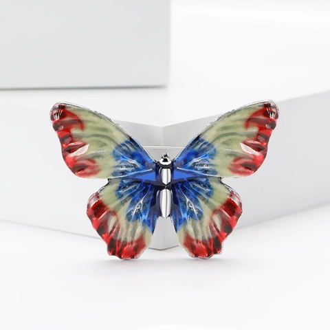 Vintage Alloy Enamel Butterfly Brooch For Women Colorful Animal Shape Suit Cardigan Corsage Lapel Pin Jewelry Accessory Gift