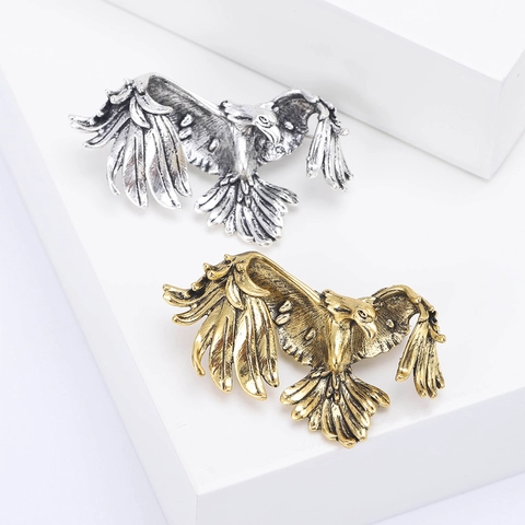 Spilla Aquila in Lega Vintage per Uomo Donna Placcata Oro Argento Antico Aquila in Volo Spilla da Risvolto con Strass