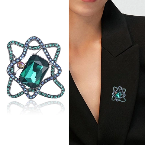 Spilla Vintage a Stella in Lega di Strass Con Cristallo Rettangolare per Donna Gioielli di Moda Accessorio per Festa