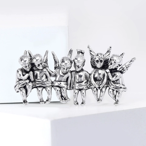 Vintage Legierung Engel Brosche Pin Für Damen Retro Cupid Relief Brosche Für Anzug Mantel Korsage Mode Schmuck Kleid Zubehör Geschenk