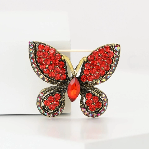 Vintage Legering Strass Vlinder Broche Voor Vrouwen Prachtige Insect Corsage Speld Mode Sjaal Accessoire Voor Bruiloft Feest