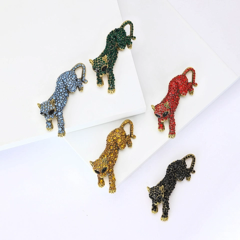Spilla Leopardo in Lega di Strass Vintage per Donna Spilla a Forma di Pantera Animale Personalizzata Accessori per Abiti e Cappotti Gioielli