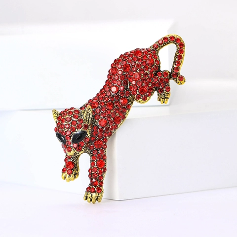 Spilla Leopardo in Lega di Strass Vintage per Donna Spilla a Forma di Pantera Animale Personalizzata Accessori per Abiti e Cappotti Gioielli
